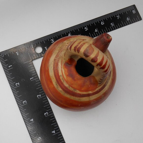 VINTAGE SMALL MEXICAN CLAY POT HAND PAINTED POTTERY WATER JUG FOLK ART TONALA - Picture 8 of 8